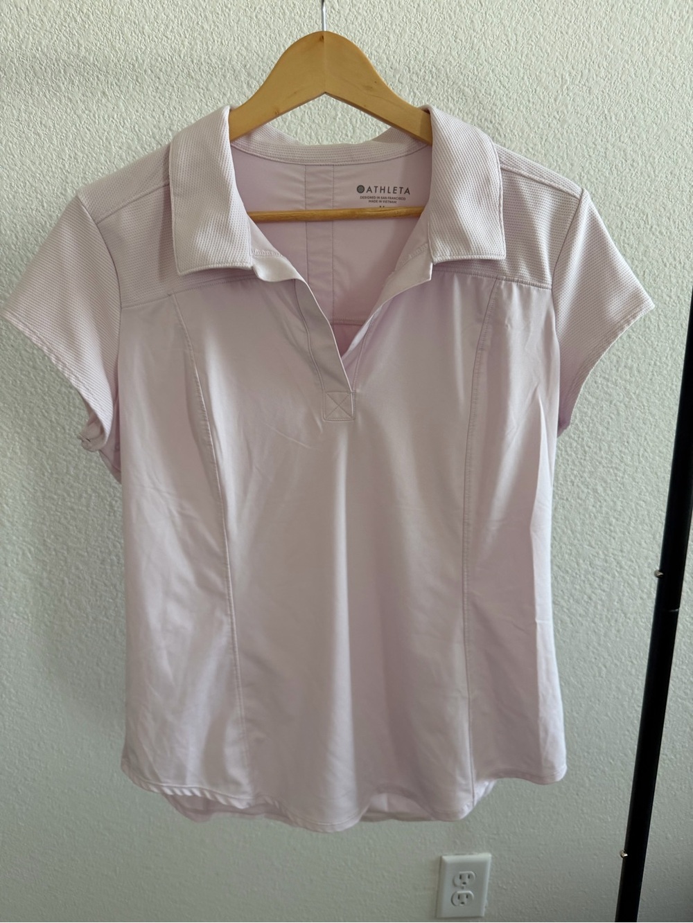 Athleta Pale Pink Short-Sleeve Polo Top